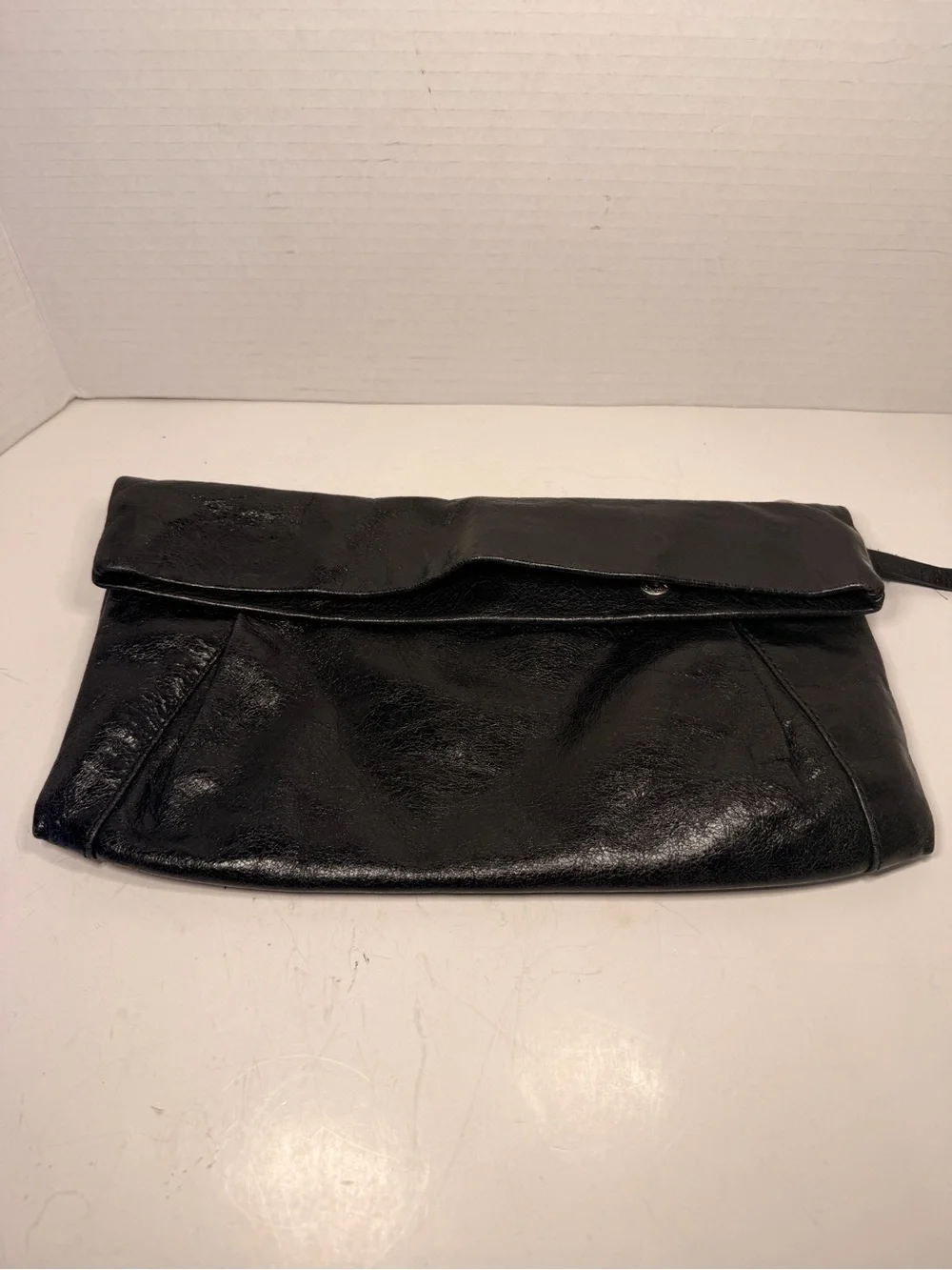 Gianni Chiarini Foldover Genuine Leather Black Clutch Bag